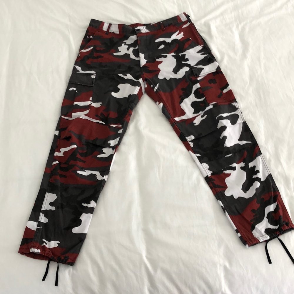 Mens Rothco Red Camo Print Tactical Cargo Pants